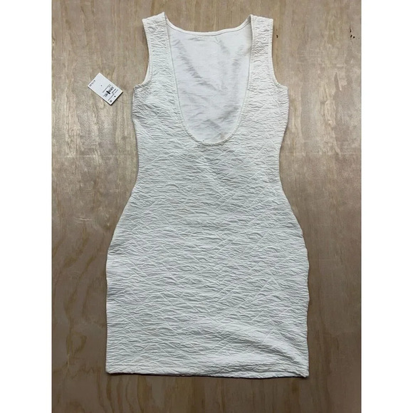 Good American Wide Scrunch Scoop Back Mini Dress Sz S Fitted Mini Sleeveless - Picture 2 of 8